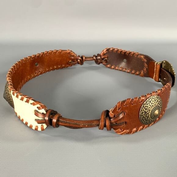 HENRY BEGUELIN Waist Size 29 Brown White Leather Belt main image 6